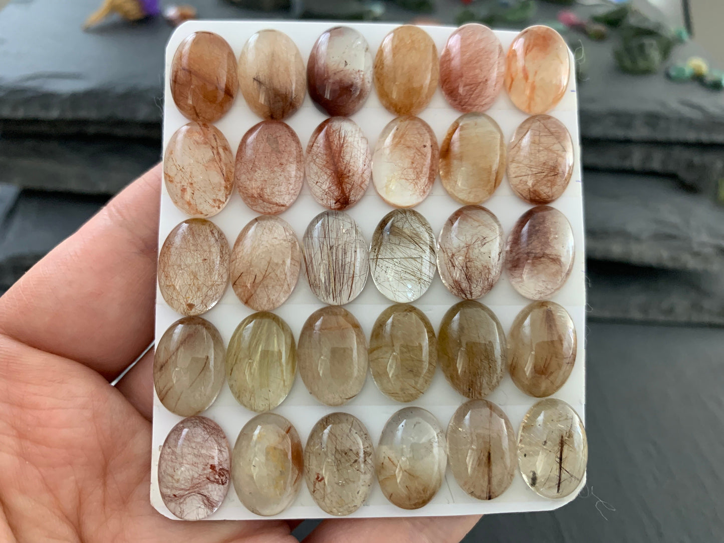 Rutilated Quartz oval 10x14mm cabochon - Calibrated cabochons