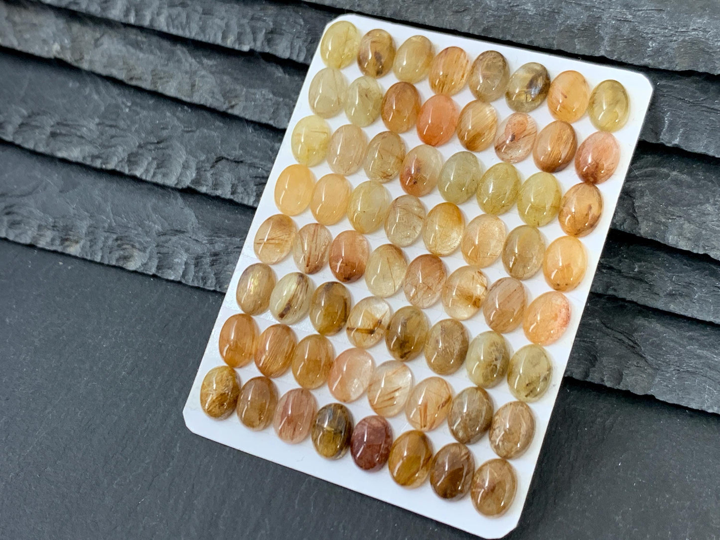 Rutilated Quartz oval 6x8mm cabochon - Calibrated cabochons