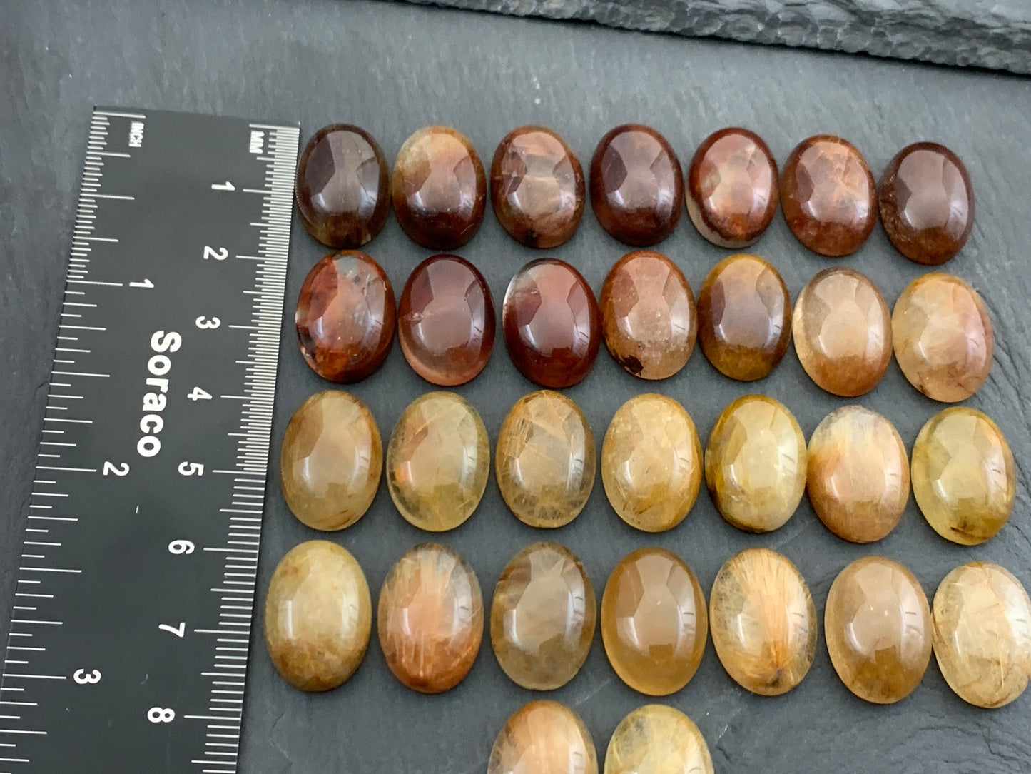 Rutilated quartz oval 13x18mm cabochon - Calibrated cabochons