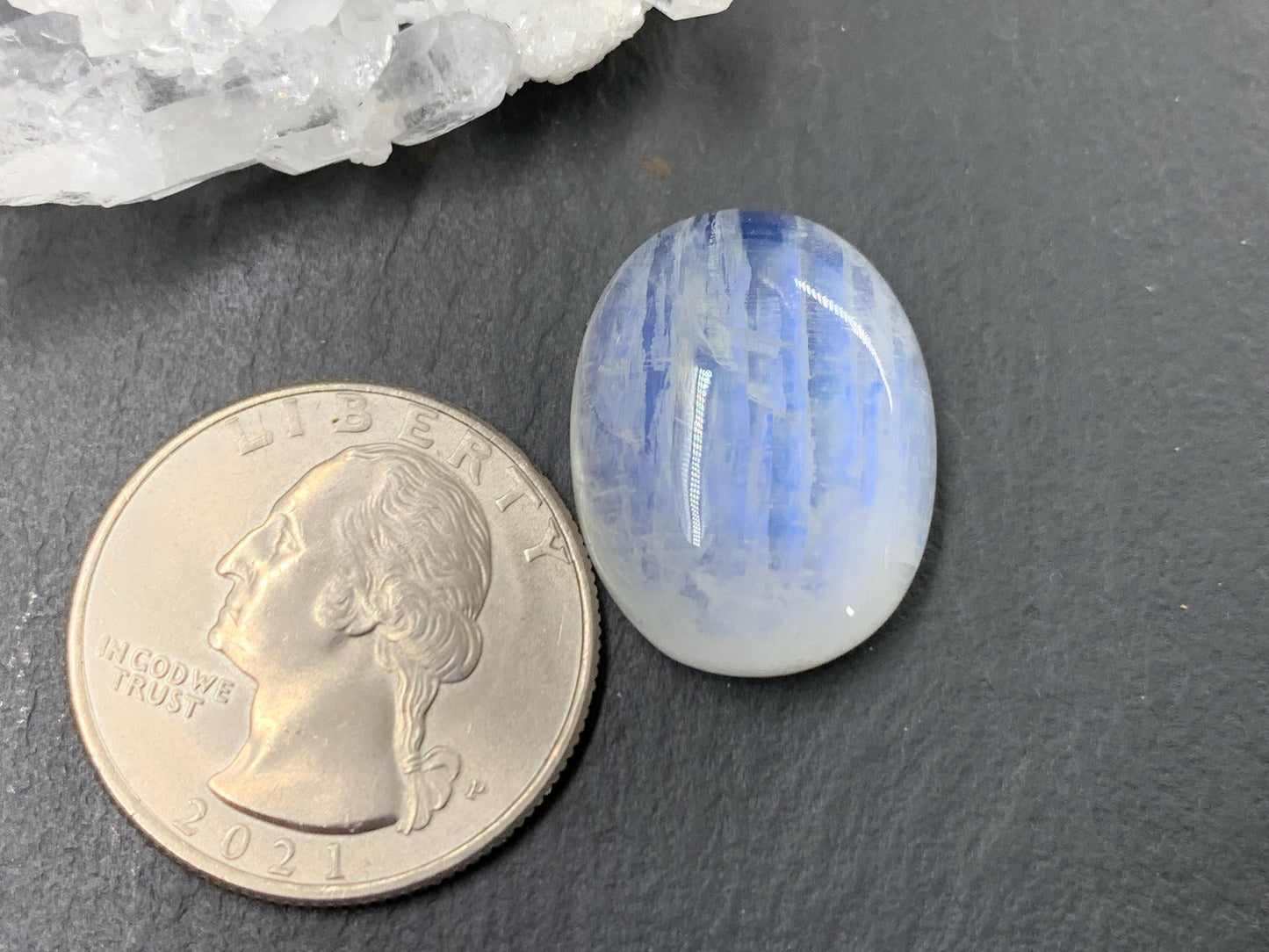 Rainbow Moonstone oval 22x17x8mm cabochon