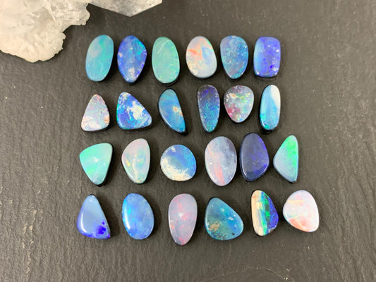 Australian Opal doublet 7-10mm long cabochon