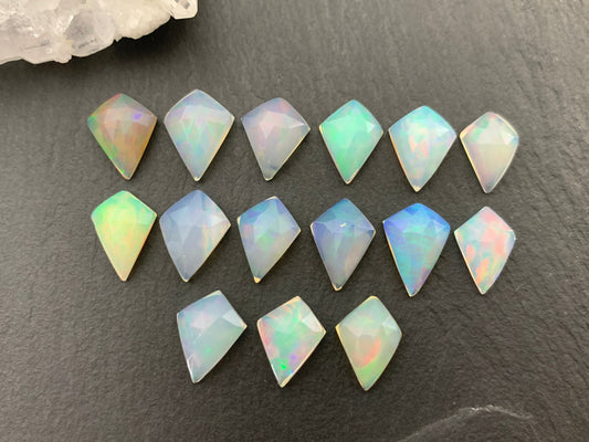 Faceted Welo Opal kite 11-11.8mm cabochon