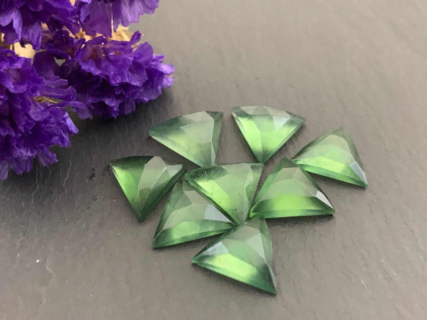 Faceted Serpentine triangle 10mm cabochon