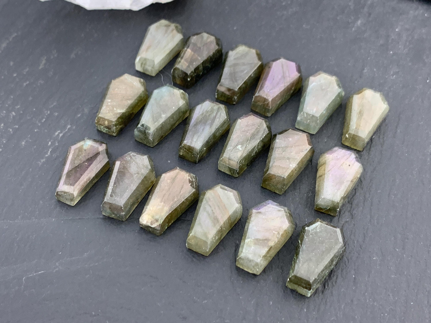 Natural Labradorite Coffin Cabochon: 10x16mm Gemstone