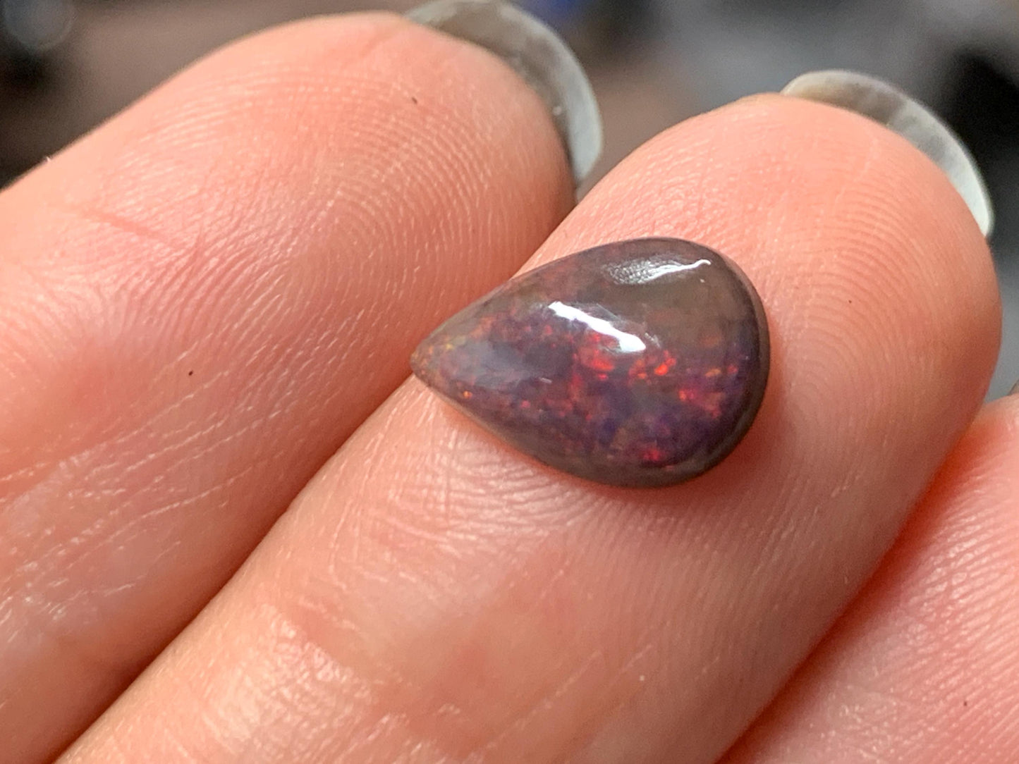 Natural Ethiopian Black Opal 7x11x3mm cabochon