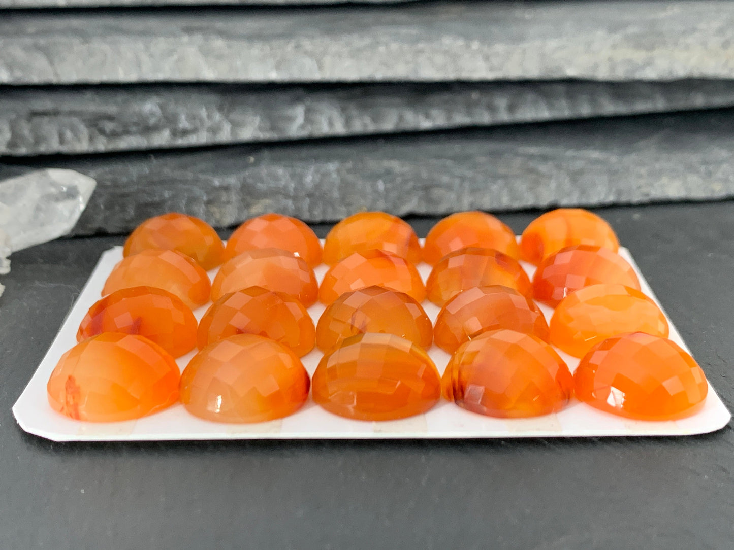 Faceted Carnelian round 13mm Cabochon - Calibrated cabochons