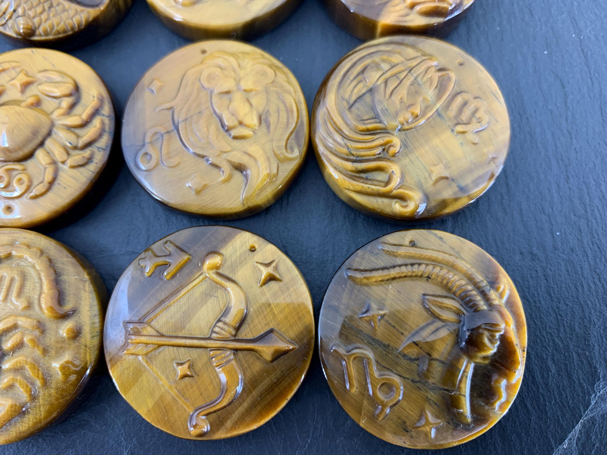 Tiger Eye Signs - Zodiac Constellations Carving *