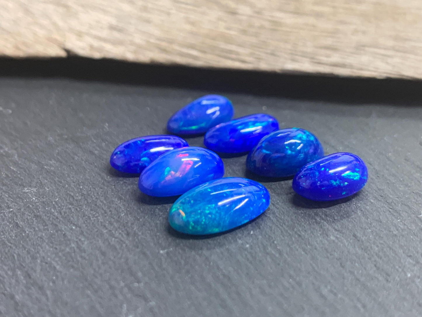 Ethiopian Opal oval 11-14mm long cabochon - Natural Opal smoked to blue color