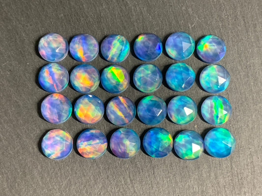 Faceted Aurora Opal round 10mm cabochon - Doublet cabochons