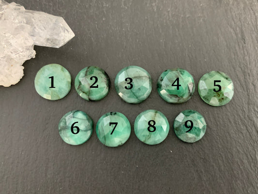 Faceted Emerald round 10-12mm cabochon
