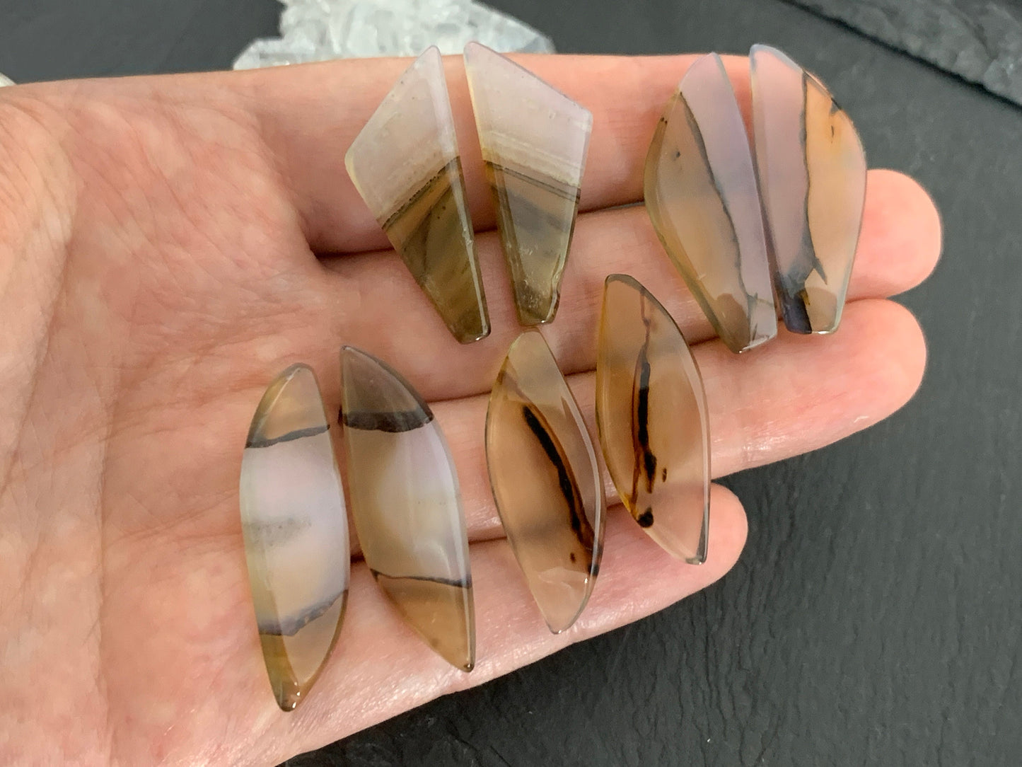 Montana Agate cabochon pair