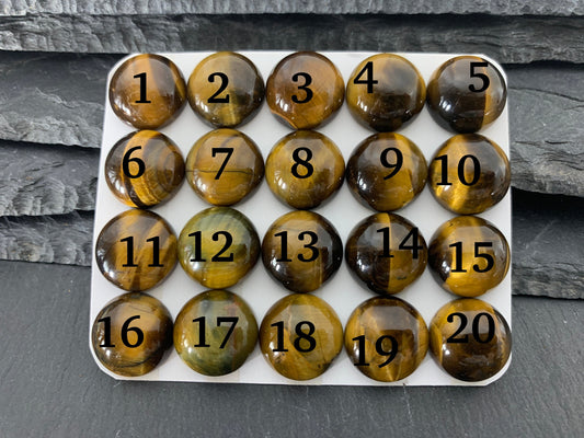 Tiger Eye round 15mm cabochon - Calibrated cabochons