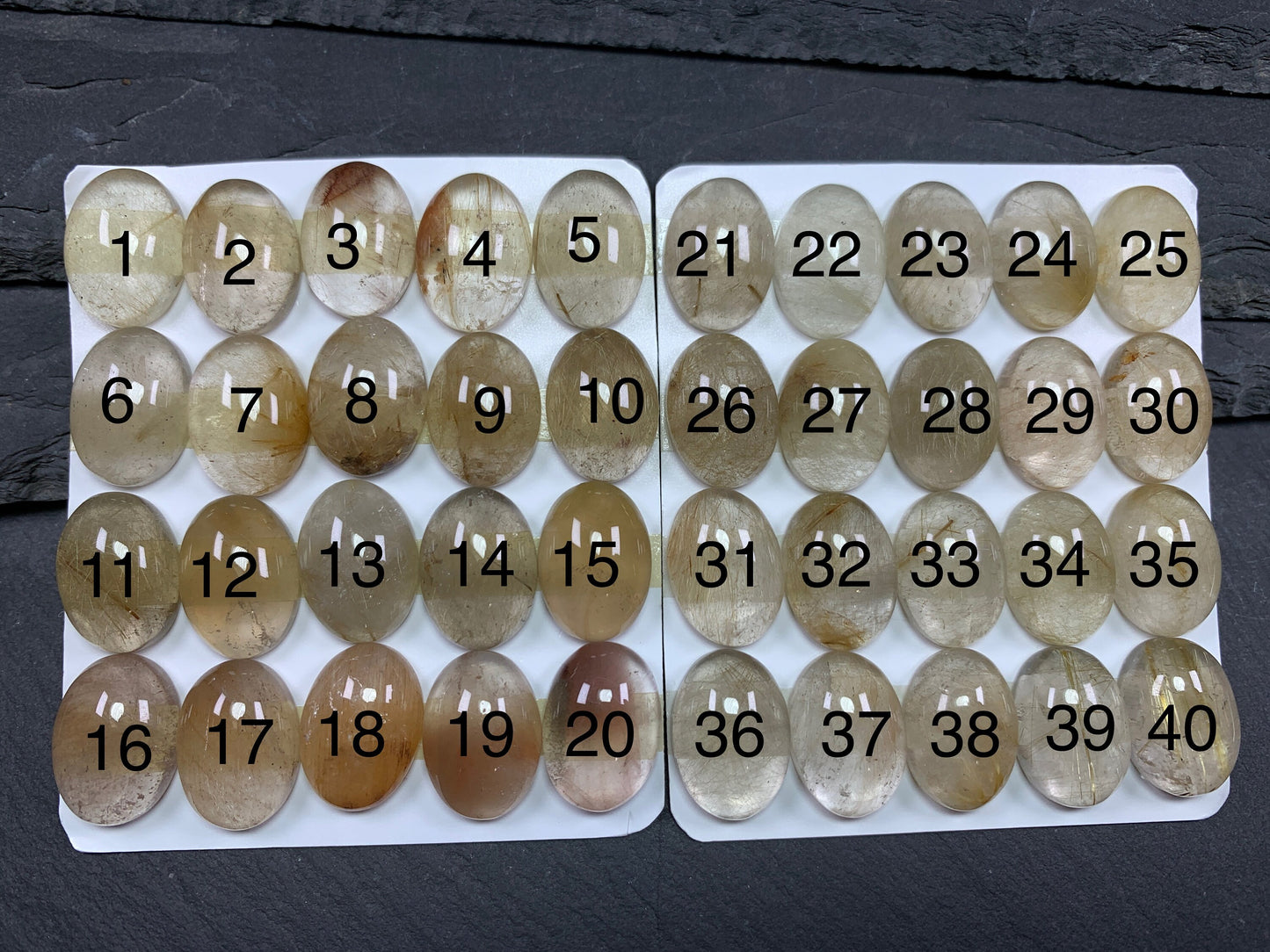 Gold Rutilated Quartz oval 13x18mm cabochon - Calibrated cabochons
