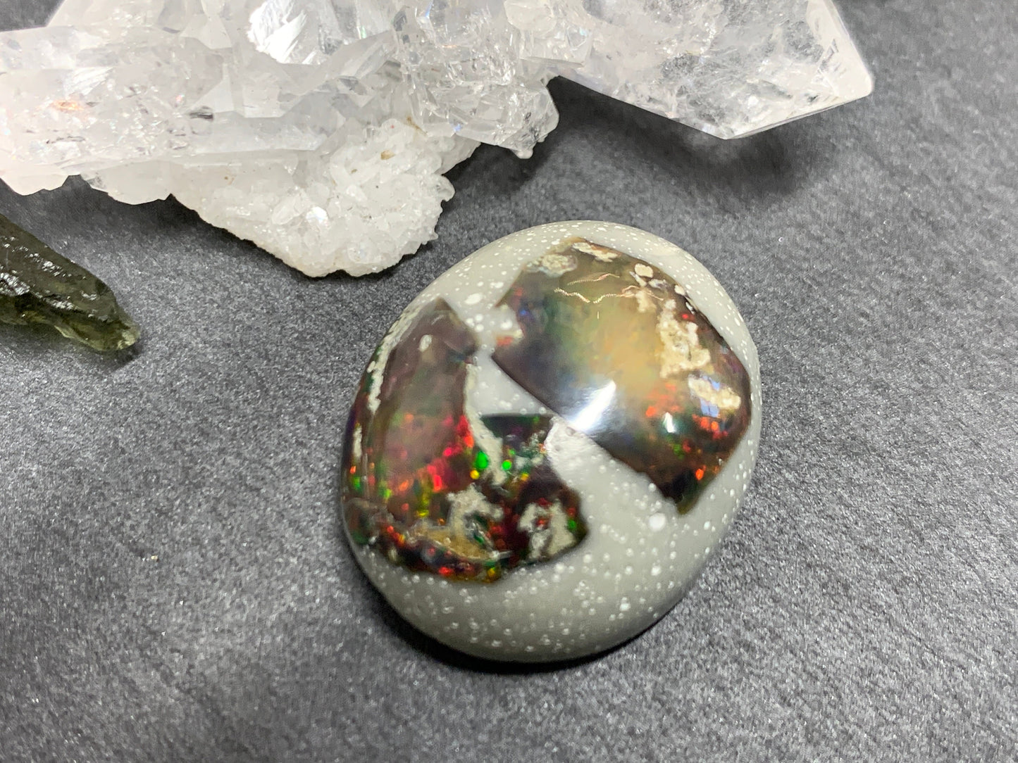 Ethiopian Opal Cabochon – Stabilized Welo Opal with Bright Play of Color - 18x22x9mm