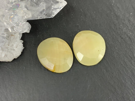 Faceted Yellow Sapphire pair 12x14x3mm cabochon