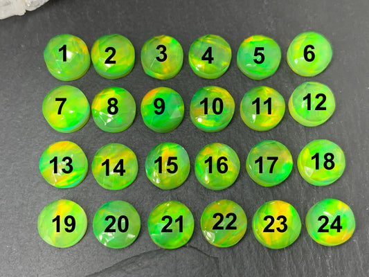 Faceted Aurora Opal round 8mm cabochon - Doublet cabochons