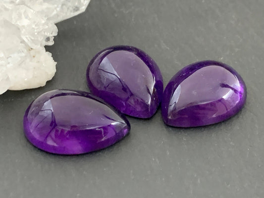 Amethyst pear 15x20mm cabochon - Calibrated Amethyst cabochon