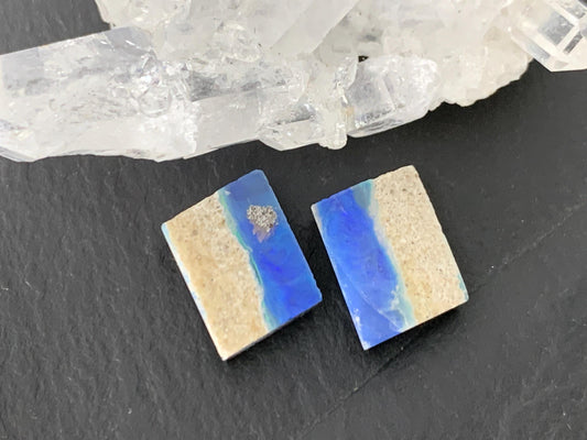 Australian Opal doublet 8x10x3mm pair of cabochons