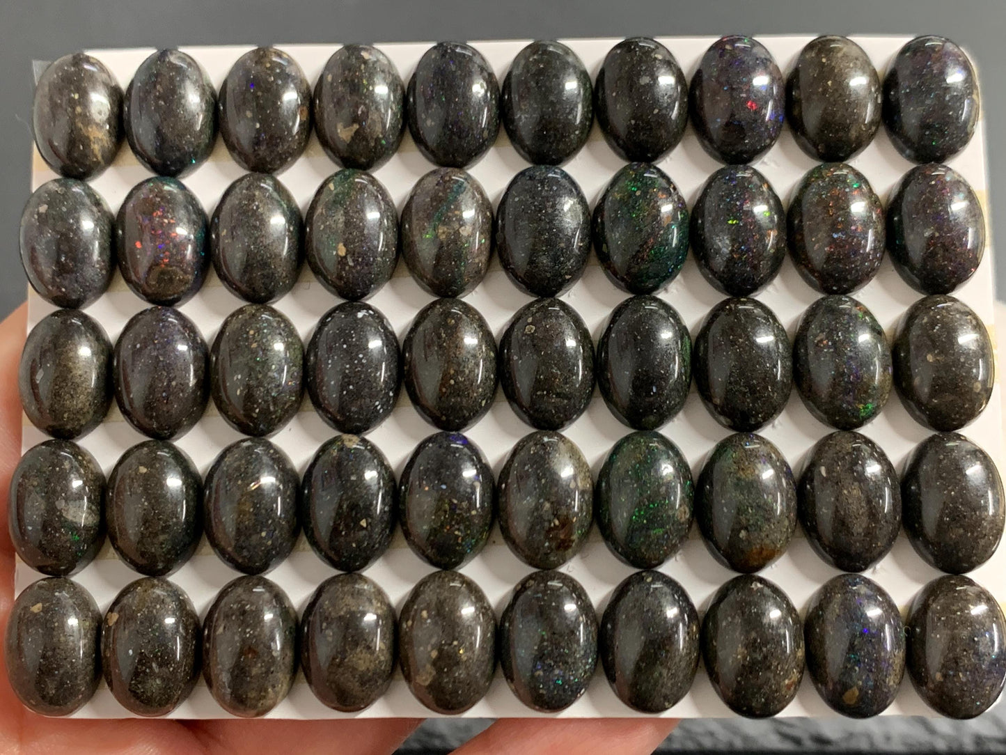 Black Andamooka Opal Oval 10x14mm cabochon  - Matrix Australian Opal