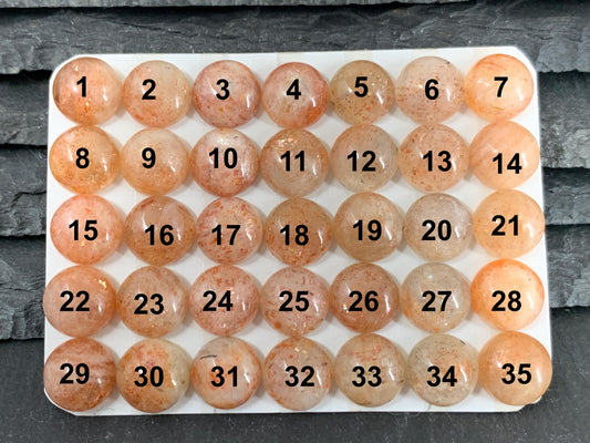 Sunstone round 10mm cabochon - Calibrated cabochon