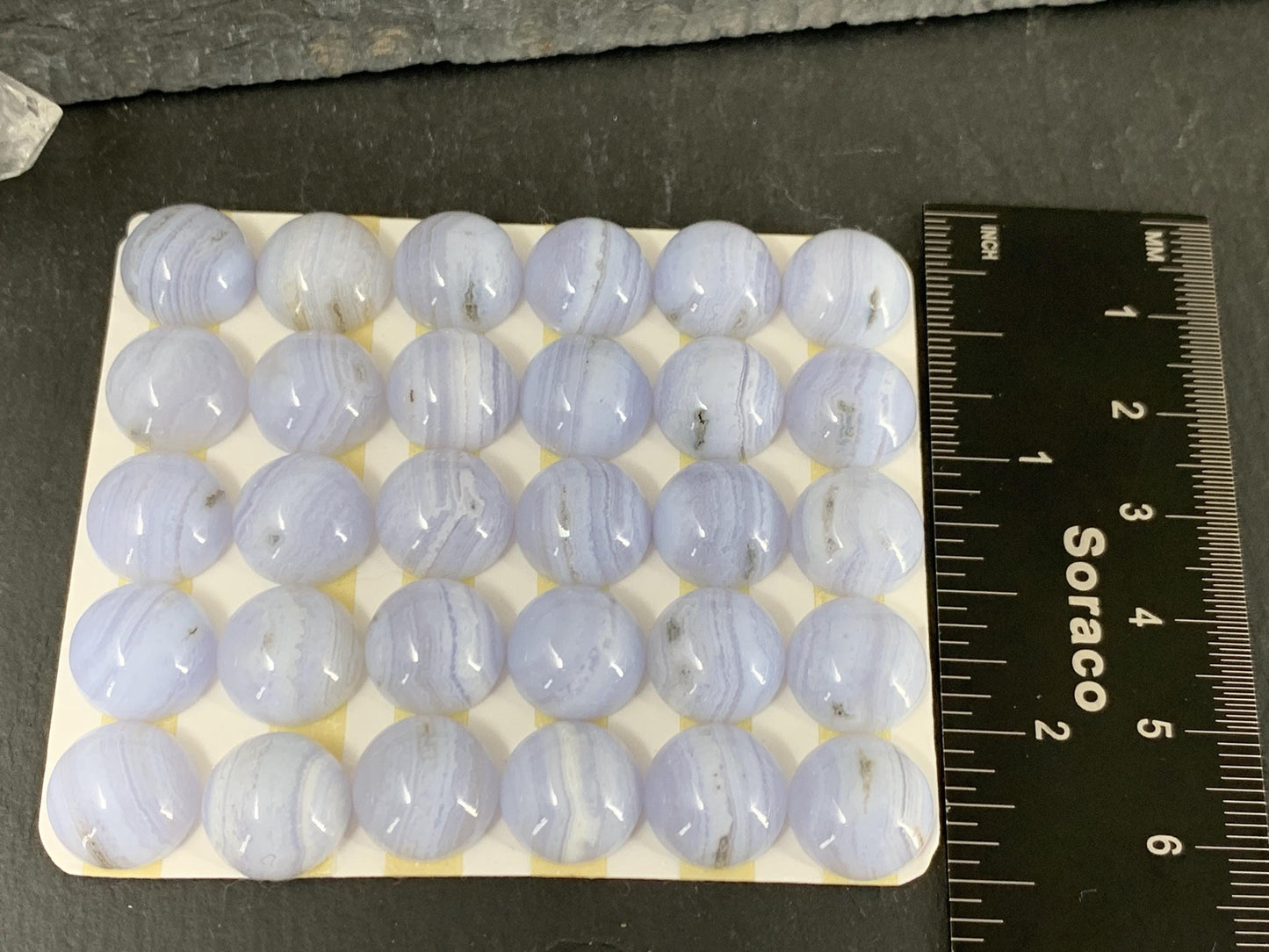 Blue Lace Agate round 12mm cabochon - Calibrated cabochons