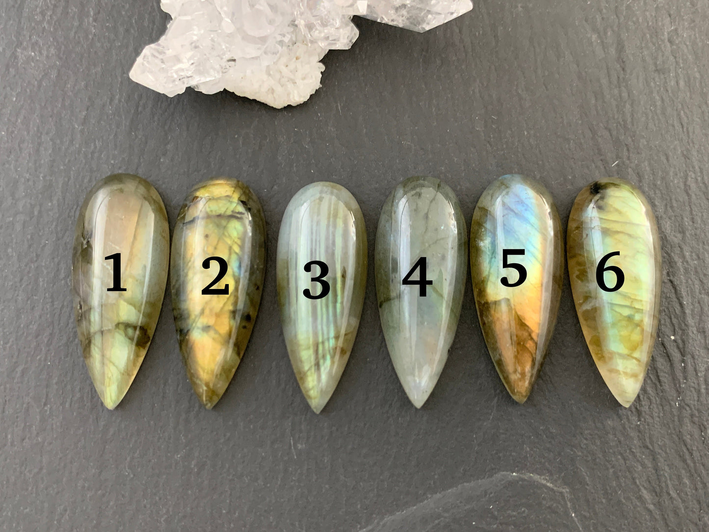 Labradorite pear 12x30mm Cabochon  - Calibrated Cabochons