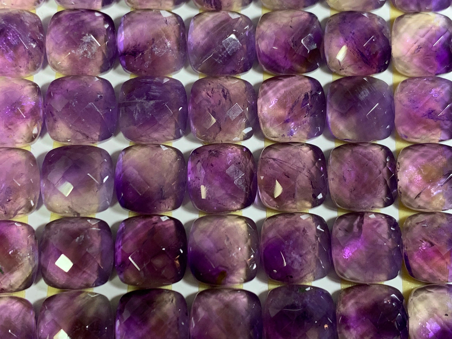 Faceted Amethyst square cushion 10mm cabochon - Calibrated cabochons