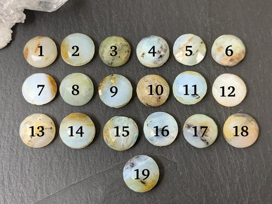 Faceted Peruvian Opal round 10mm cabochon