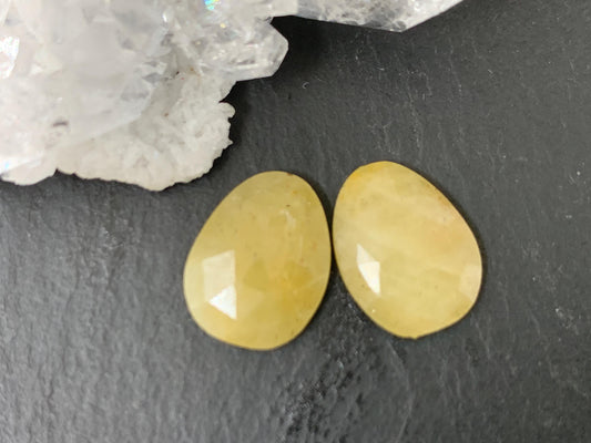 Faceted Yellow Sapphire pair 10x13x25mm cabochon