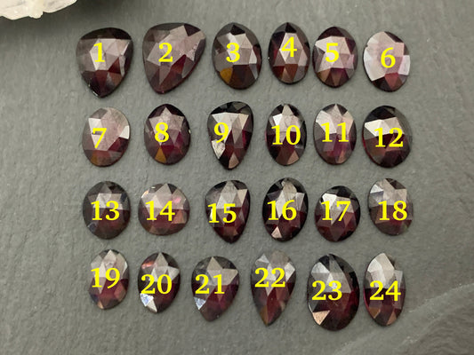 Faceted Rhodolite Garnet 8-12mm long cabochon