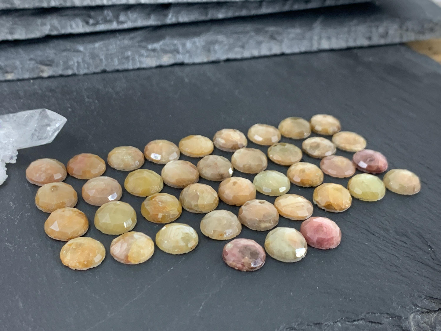 Discounted  Faceted Yellow Sapphire round 10mm cabochon