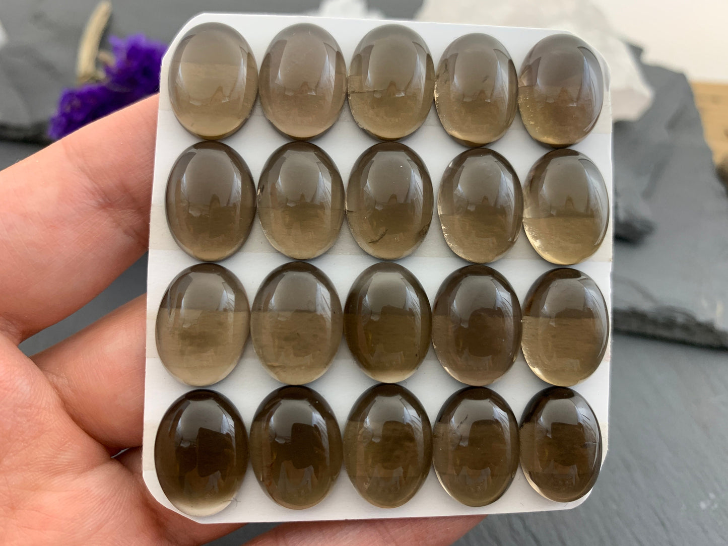 Smokey Quartz oval 12x16mm cabochon - Calibrated cabochons