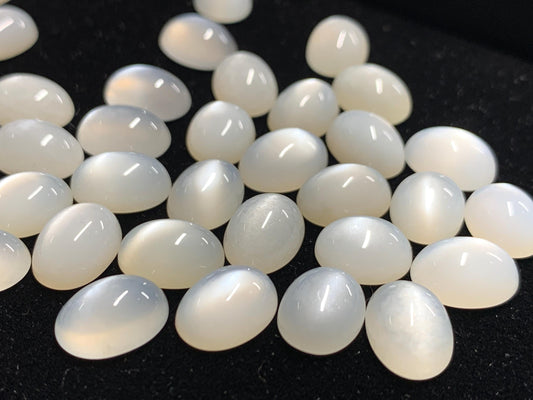 White Moonstone oval 8-11mm long cabochon