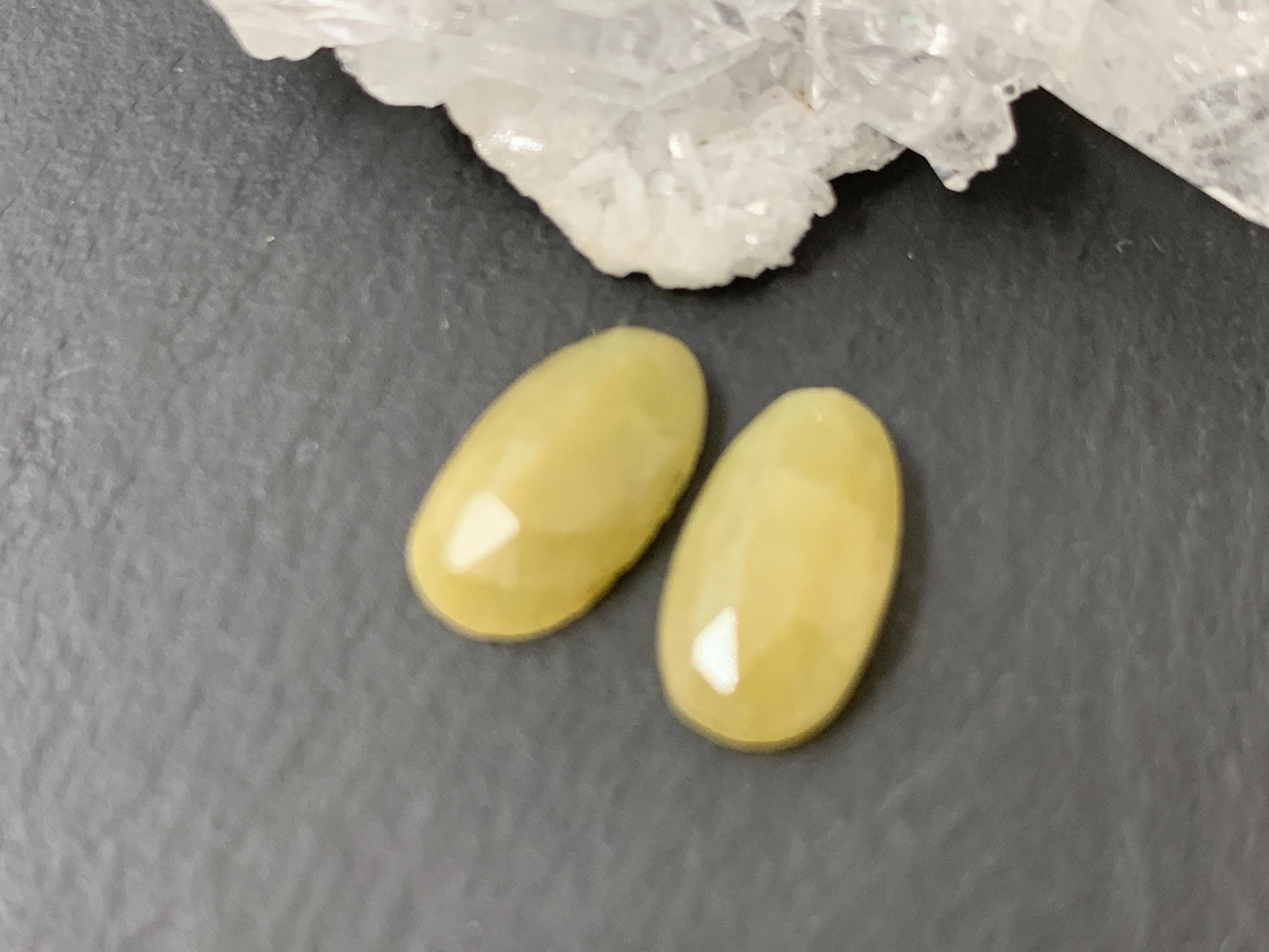 Faceted Yellow Sapphire pair 7x12x3mm cabochon