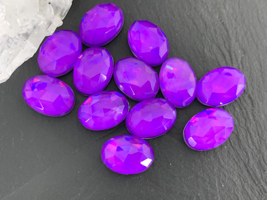 Faceted Purple Mystic Quartz oval 10x14mm cabochons - Doublet cabochons
