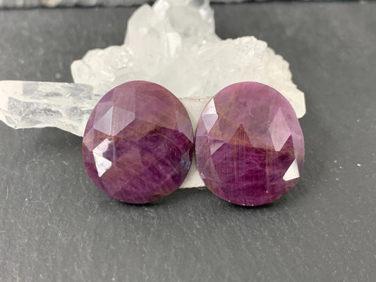 Faceted Ruby pair 14x16x3.5mm cabochon