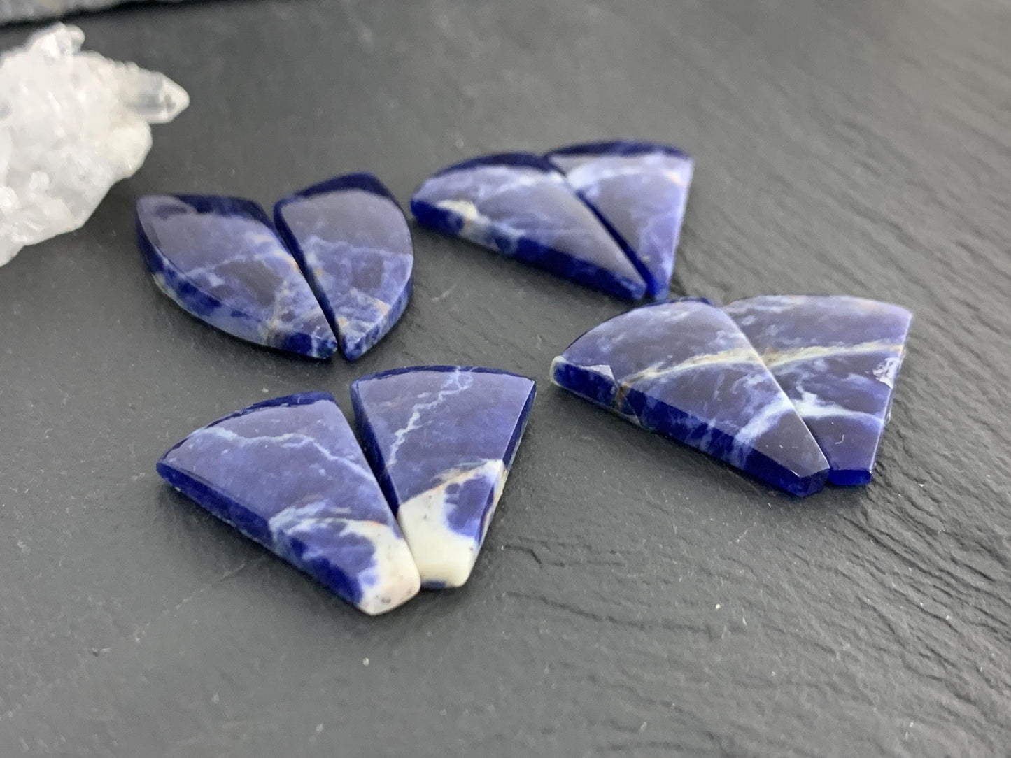 Natural Sodalite pair 22-28mm long cabochon
