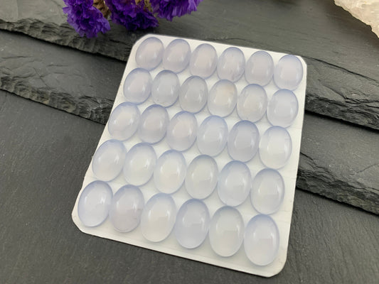 Blue Chalcedony oval 10x14mm cabochon- Calibrated cabochons