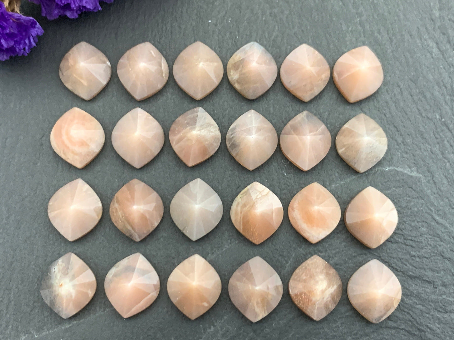 GoldSand Moonstone marquise pyramid 10x12mm cabochon