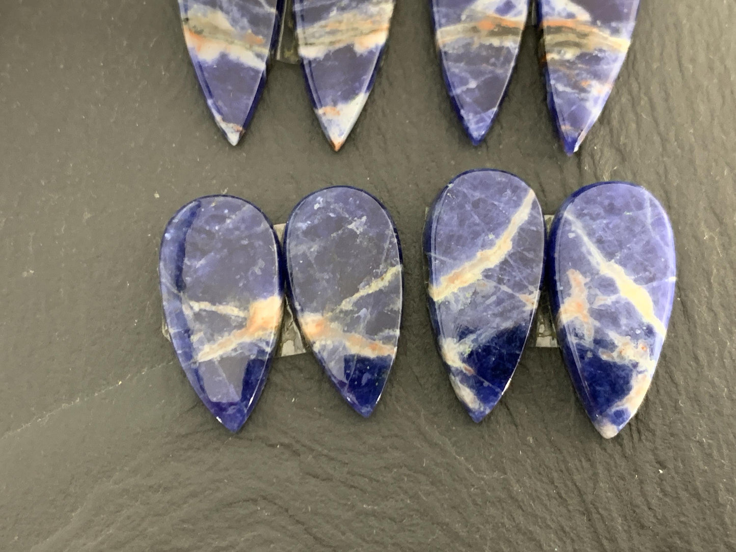 Natural Sodalite pair 21-30mm long cabochon