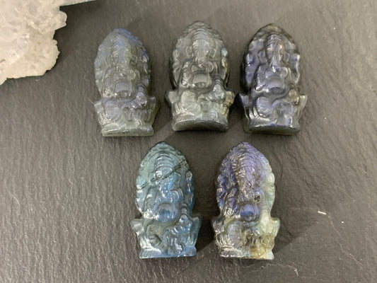 Labradorite Ganesha - Elephant god carving