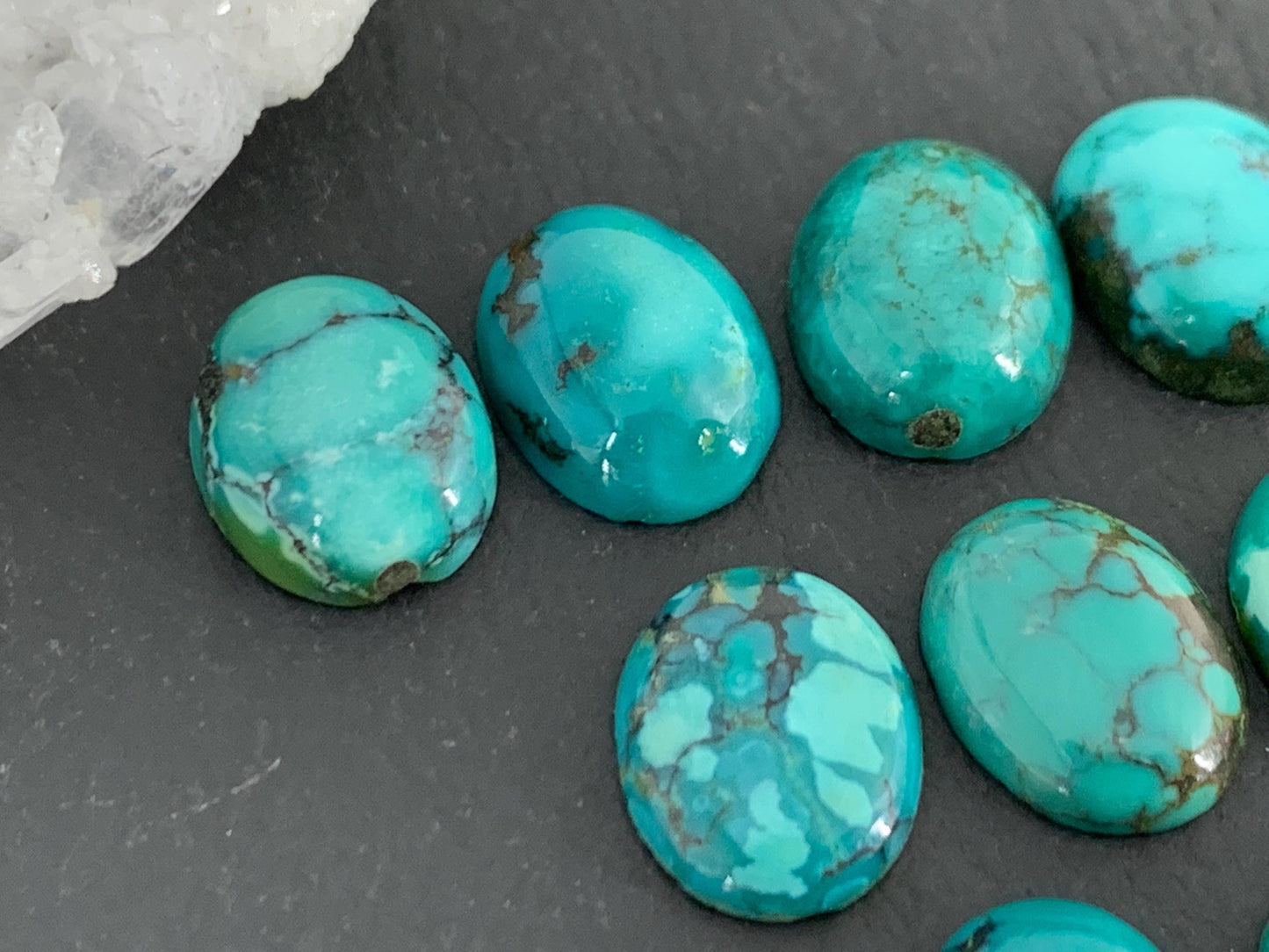 Tibetan Turquoise oval 9x11mm cabochon - Select your cabochon