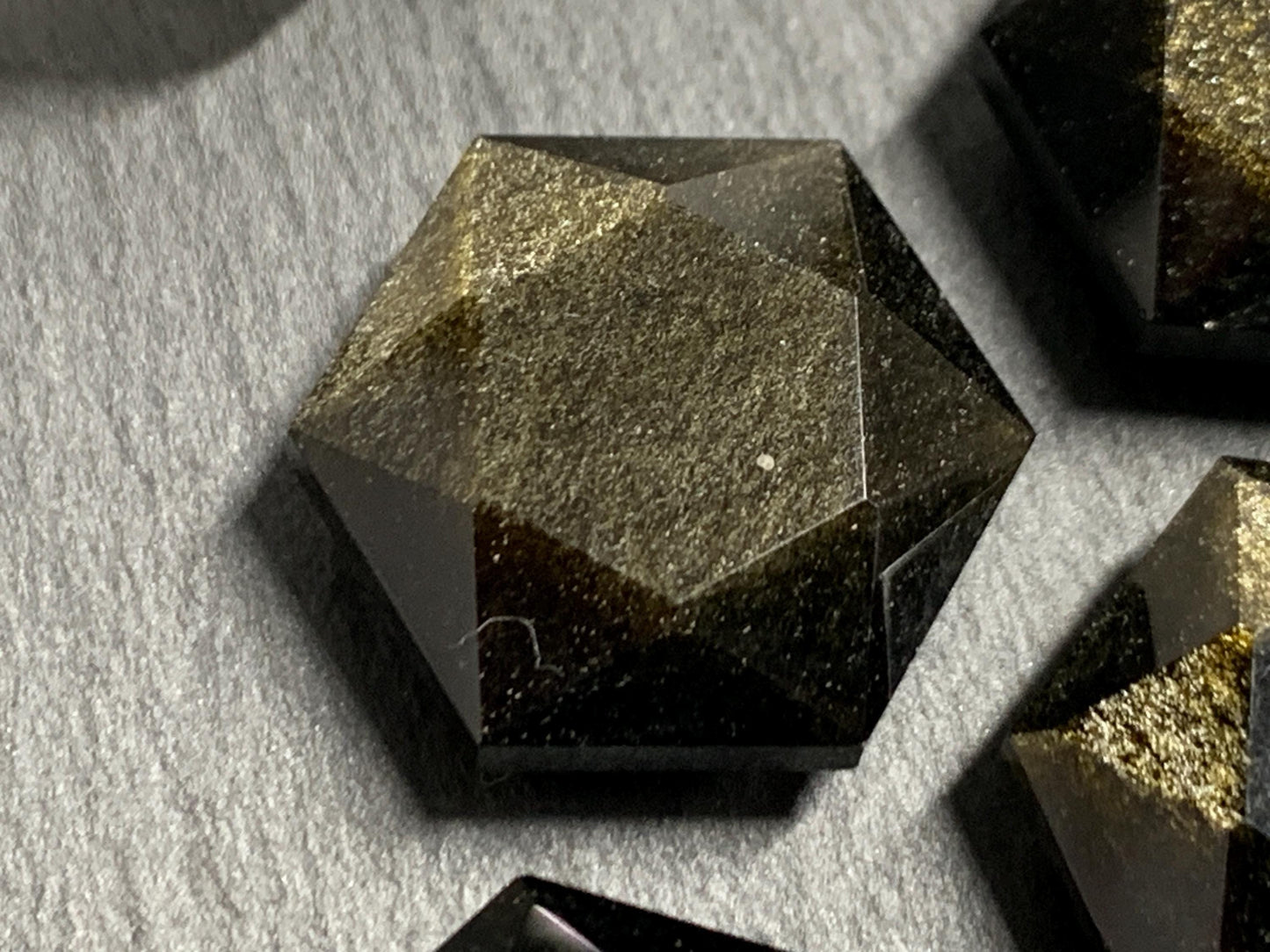 Gold Obsidian 18x21mm faceted from both sides - not a cabochon