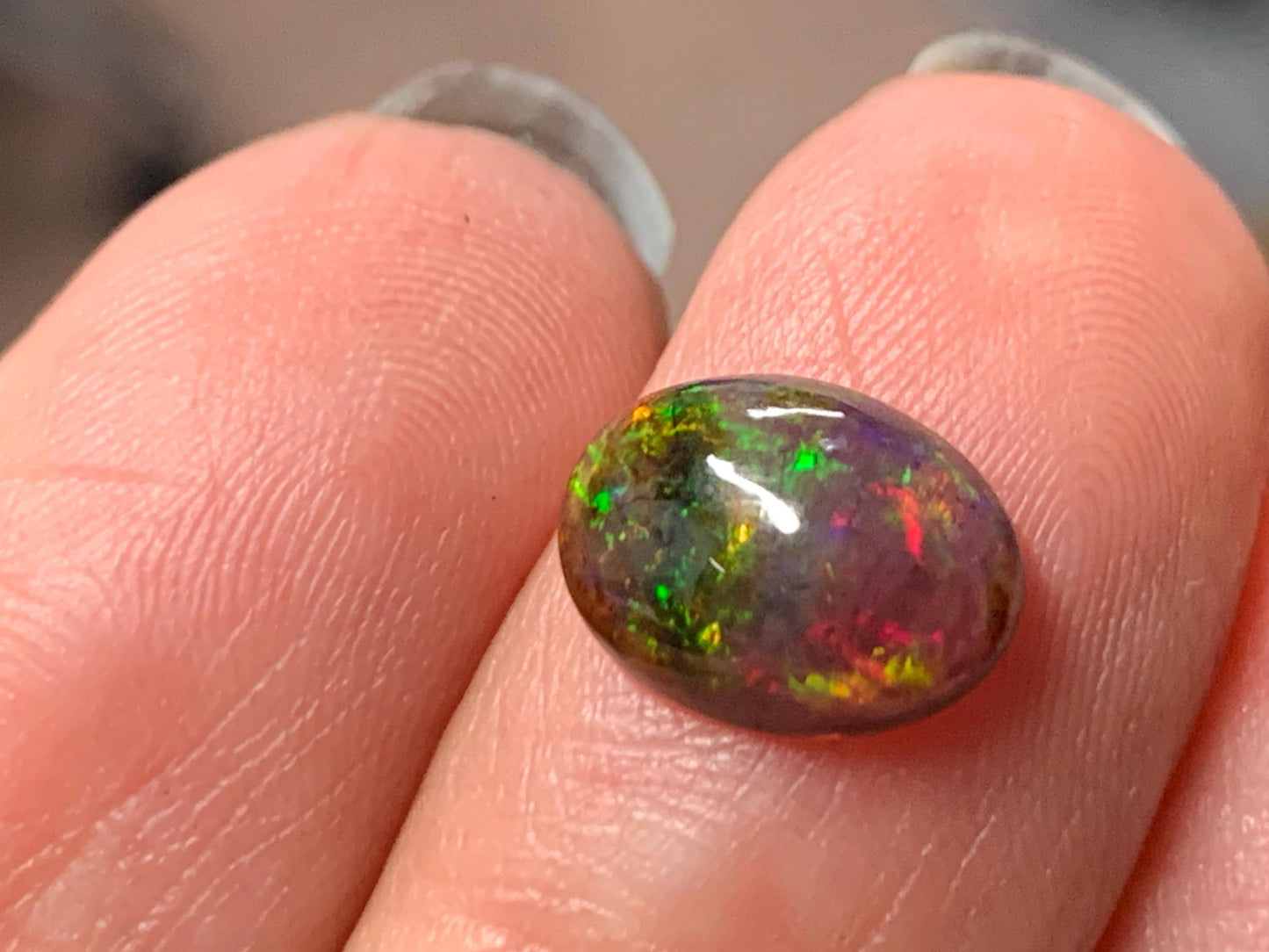 Natural Ethiopian Black Opal 7x10x3mm cabochon