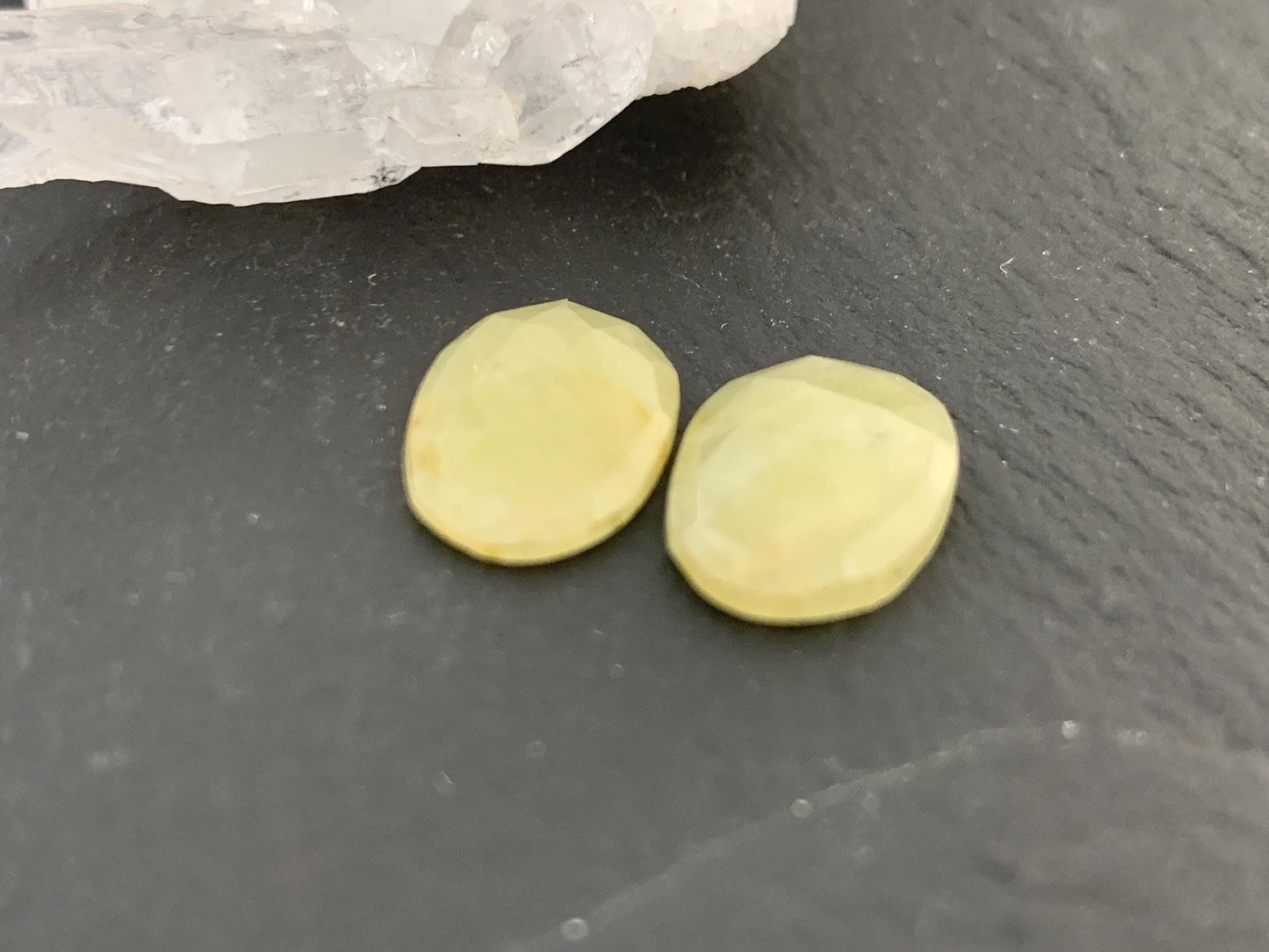 Faceted Yellow Sapphire pair 9x13x2.5mm cabochon