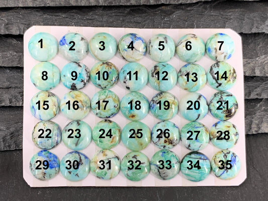 Azurite round 10mm cabochon - Calibrated cabochons