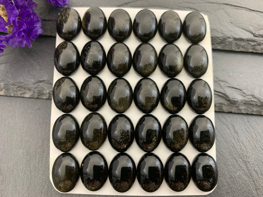 Gold Obsidian Cabochon Oval 10x14mm - Natural Polished Gemstone for Rings