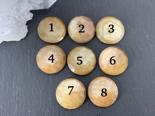 Faceted yellow Sapphire round 14mm cabochon