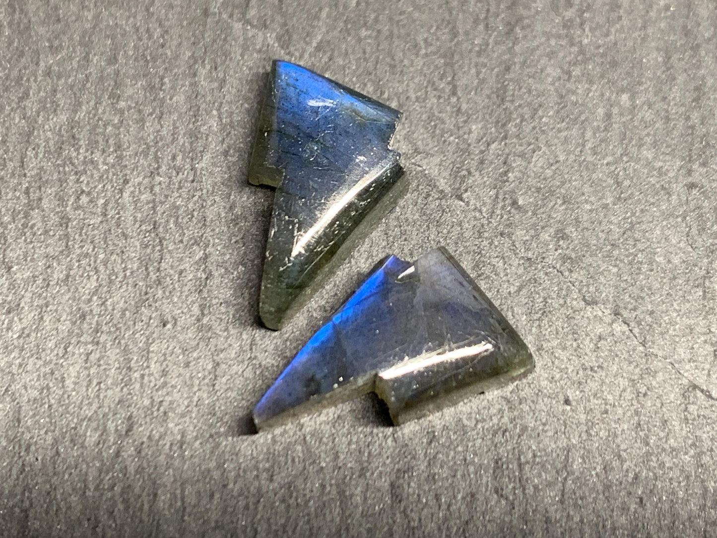Labradorite lightning bolt pair 9x13mm cabochon