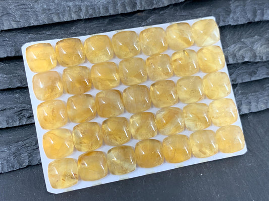 Citrine square cushion 10mm cabochon - Calibrated cabochons
